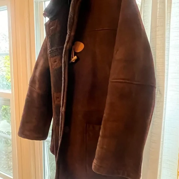 Polo Ralph Lauren Shearling Coat VTG 1987 Suede Leather Dark Brown Medium - Picture 1 of 15